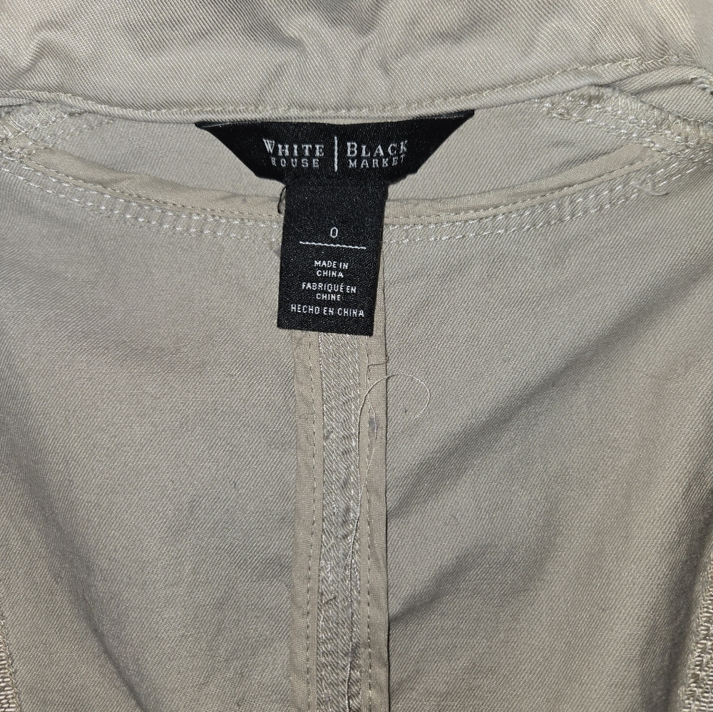 White House Black Market Khaki Tan Jacket With Metal Accents Size 0 - Picture 7 of 10
